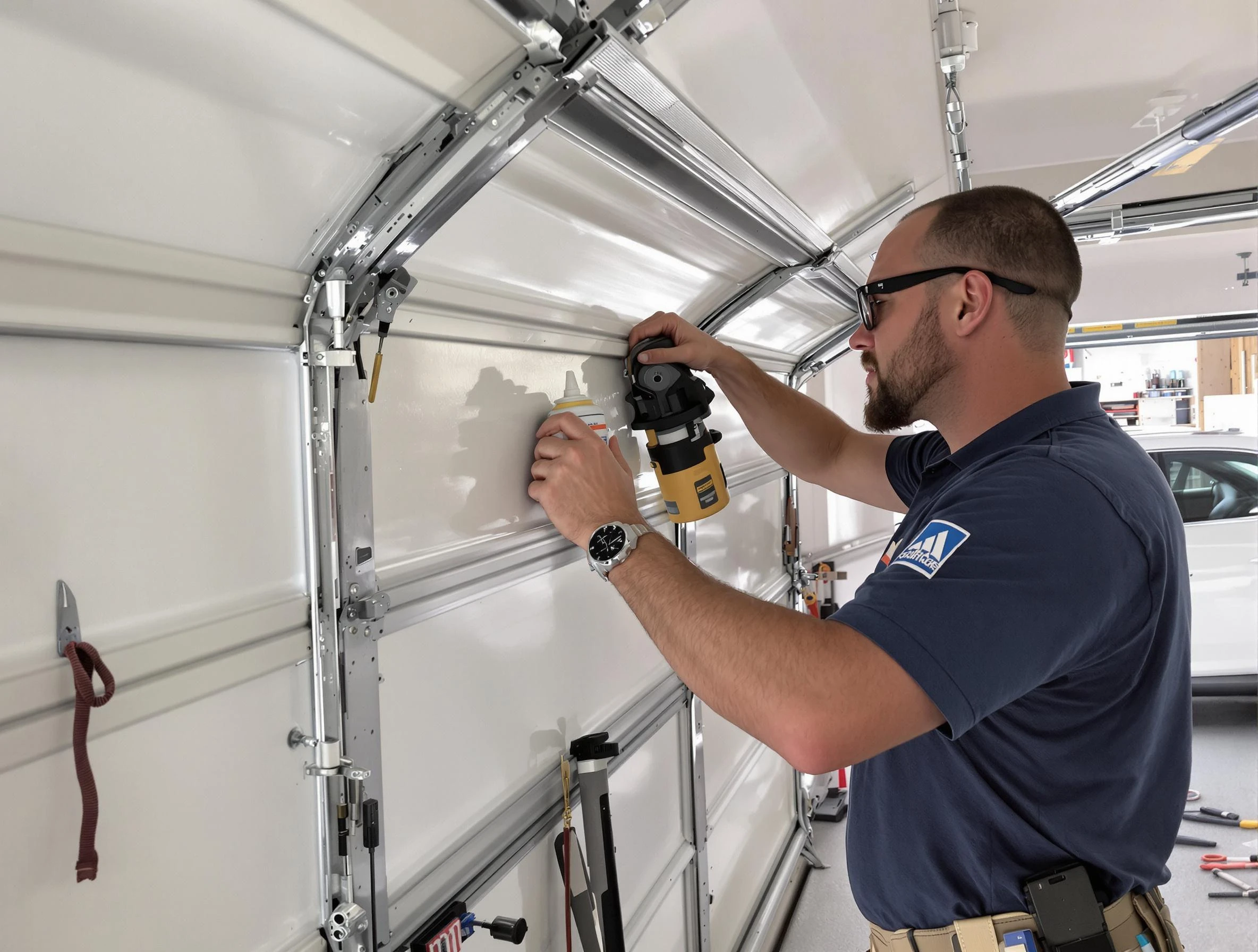 Tuckahoe Garage Door Repair technician performing comprehensive noise reduction service in Tuckahoe