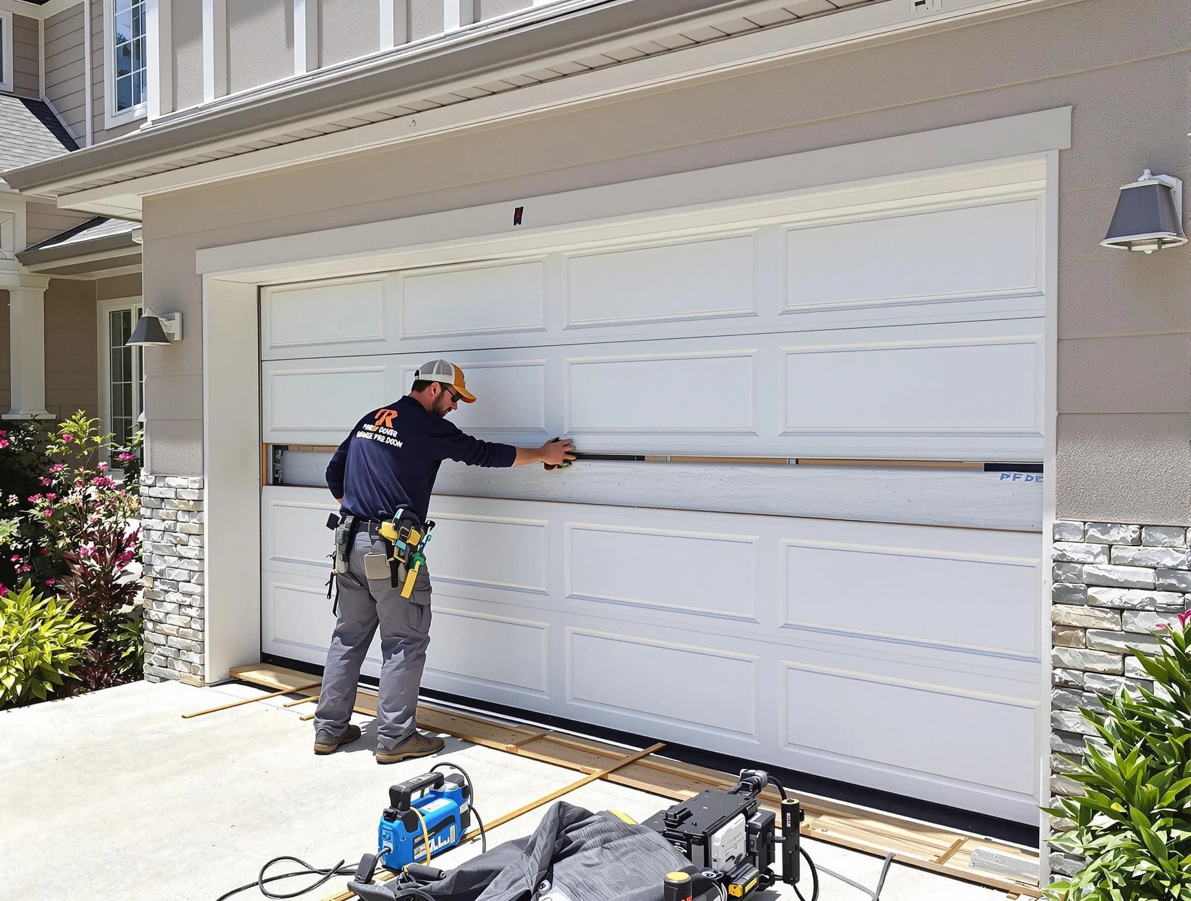 Tuckahoe Garage Door Repair team performing complete garage door replacement at Tuckahoe residence
