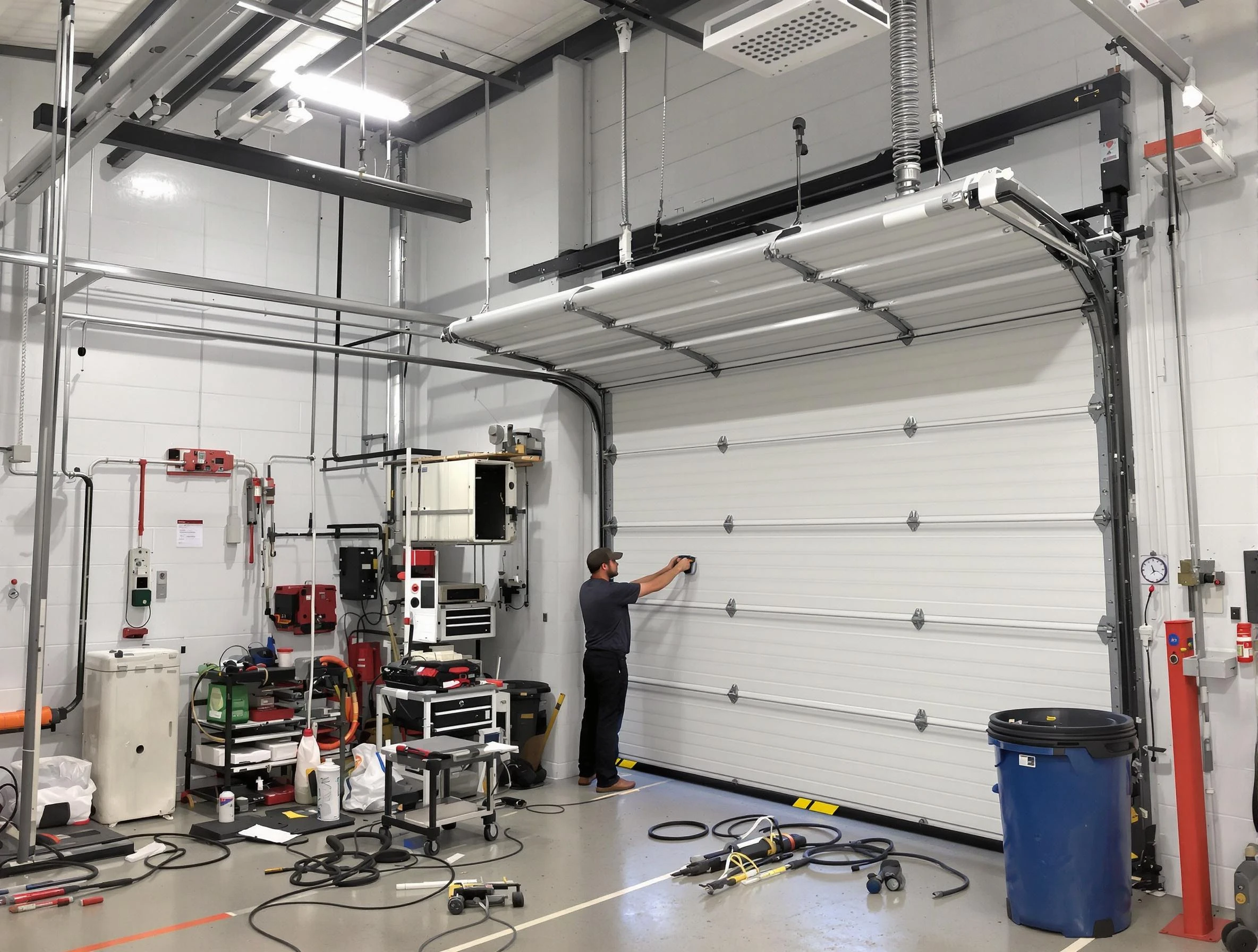Tuckahoe Garage Door Repair certified technician performing commercial door repair at a Tuckahoe business facility