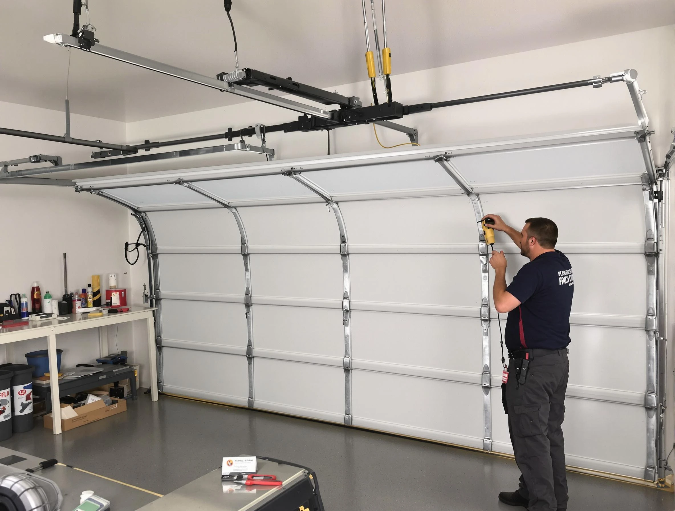 Tuckahoe Garage Door Repair certified technician performing overhead door system repair in Tuckahoe