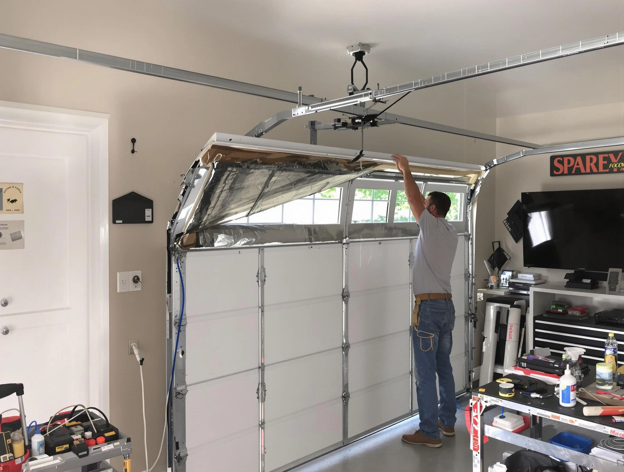 Garage door section replacement by Tuckahoe Garage Door Repair in Tuckahoe